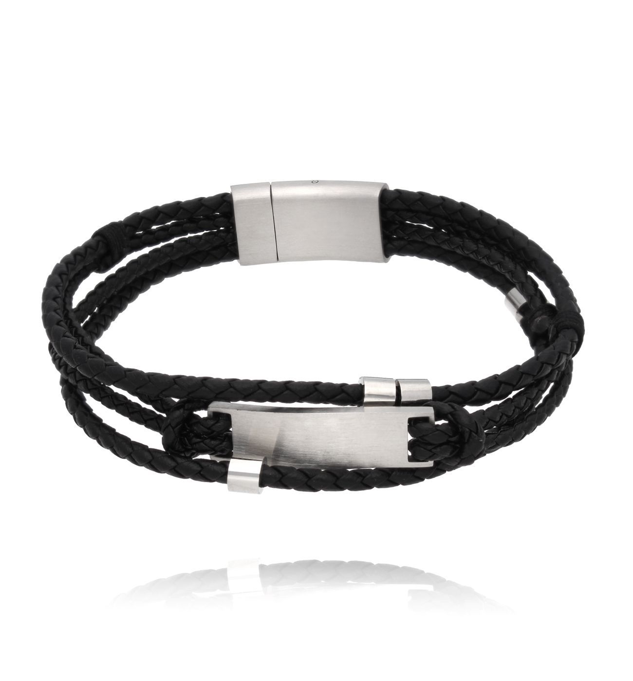 Bransoletka męska czarna skórzana BMITC1007