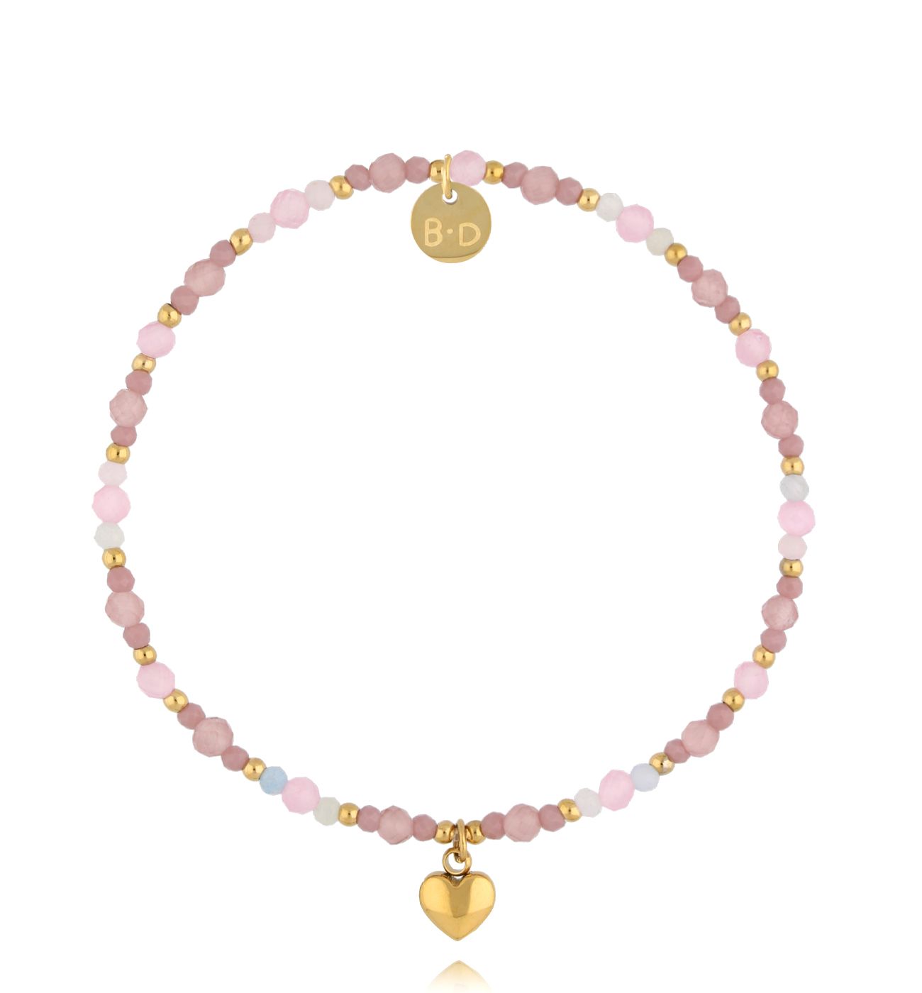 Bransoletka różowa z serduszkiem - By Dziubeka