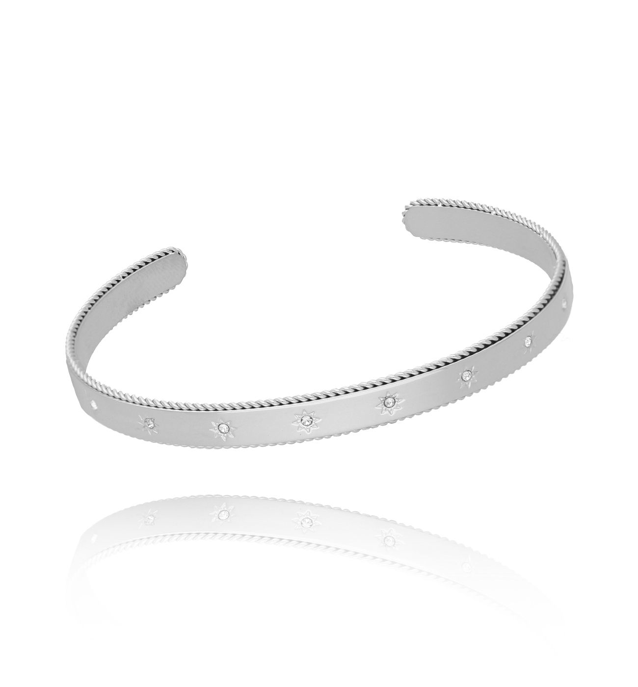 Bransoletka srebrna obręcz z cyrkoniami Little Cristals BSA0483