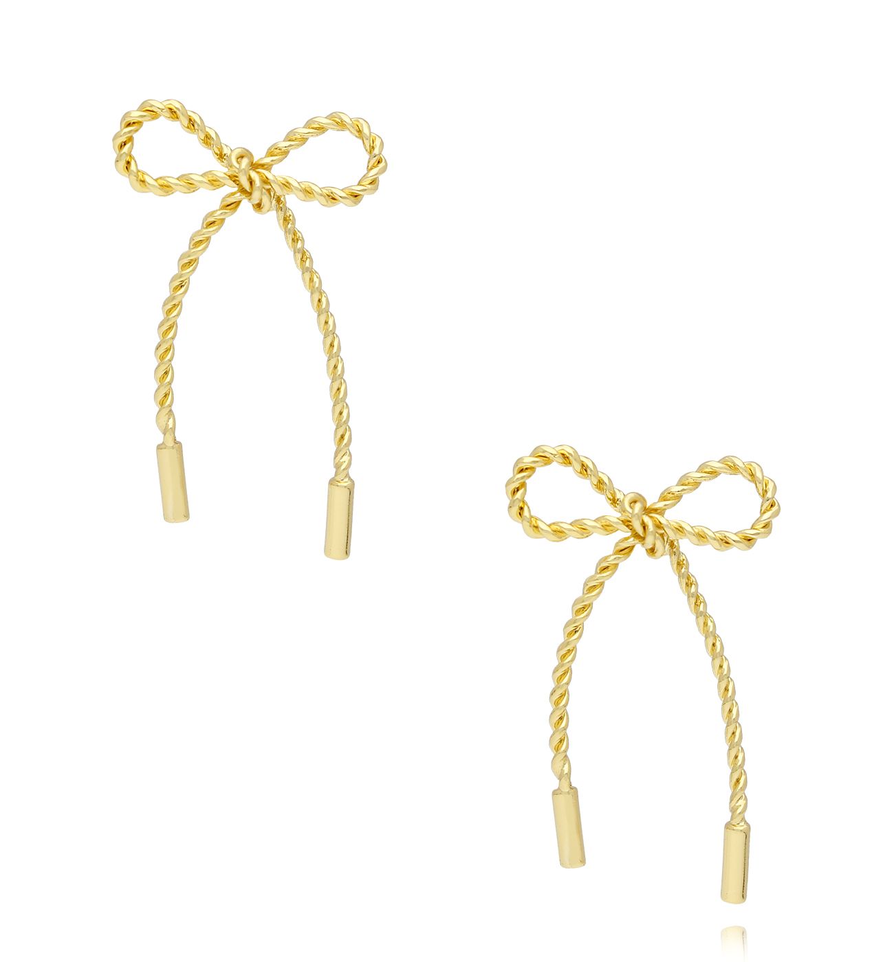 Kolczyki kokardki złote KSC0128 - By Dziubeka