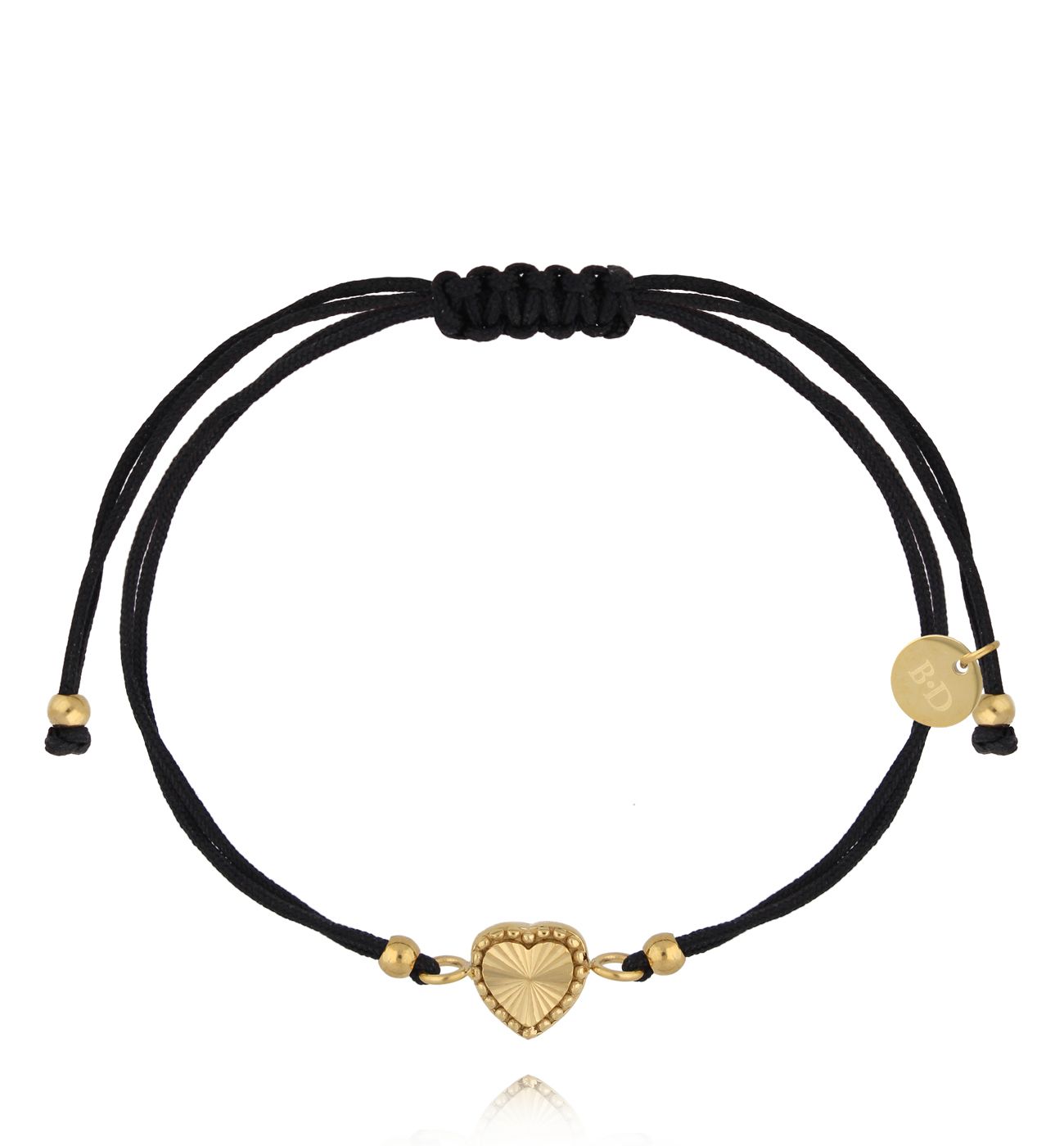 Bransoletka z czarnym sznurkiem i złotym sercem BGL1057