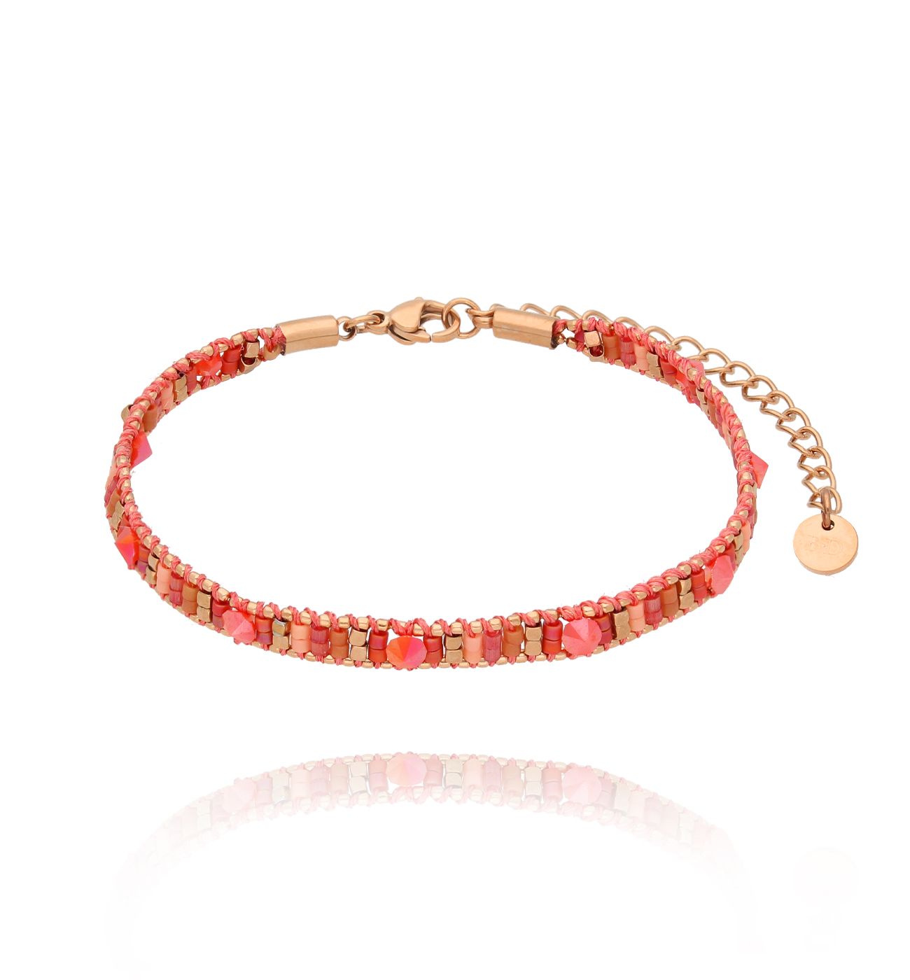 Bransoletka brzoskwiniowa z koralikami Miyuki Decor - By Dziubeka