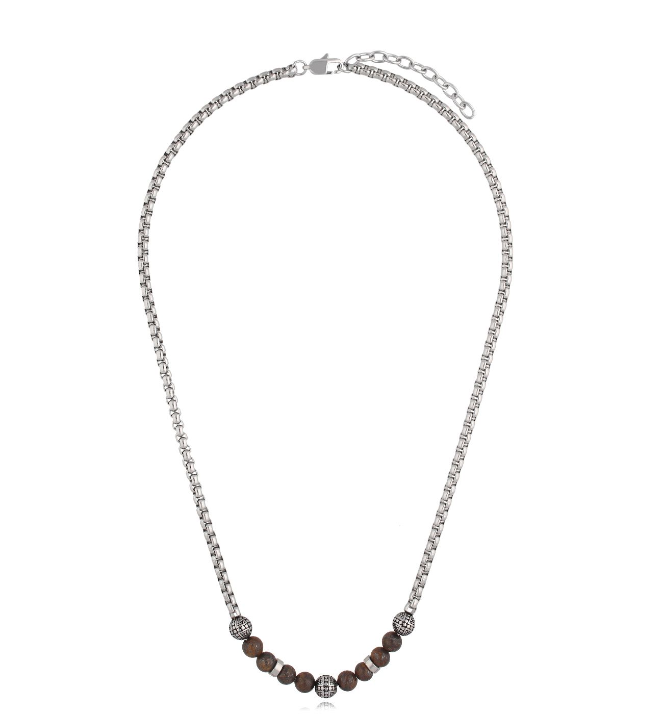 Naszyjnik z bronzytami i łańcuchem Karsi NMITC0129