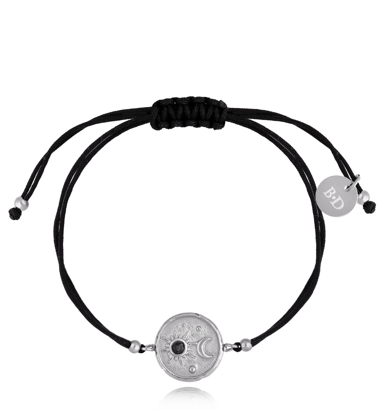Bransoletka srebrna z czarnym sznurkiem i kosmosem Universe BGL0678