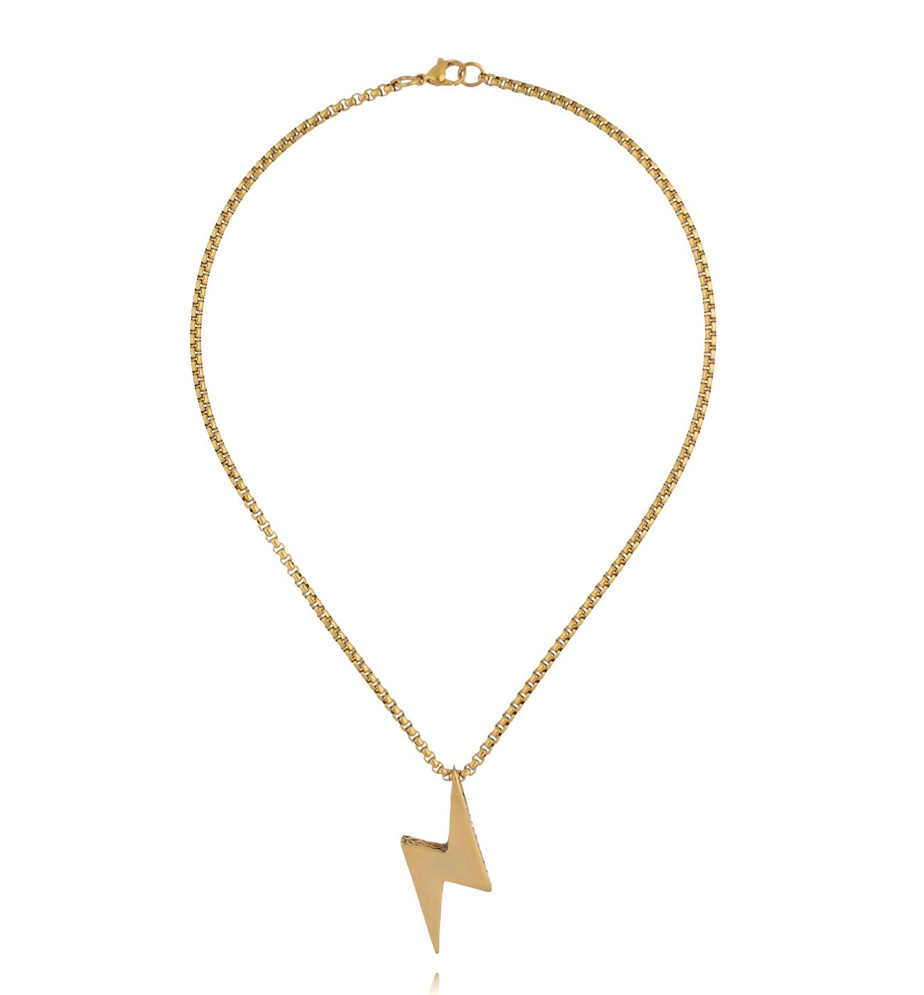 Naszyjnik ze złotą błyskawicą męski - By Dziubeka