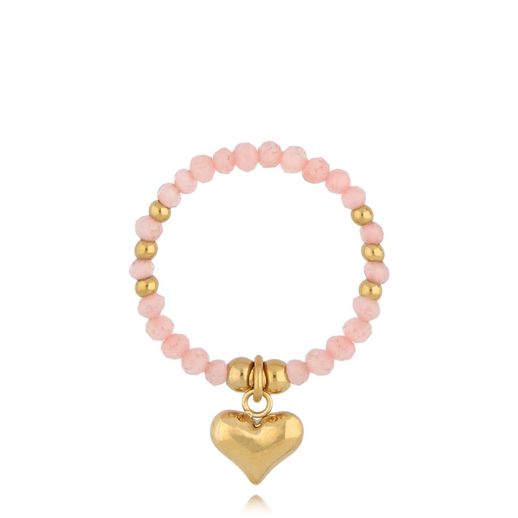 Pierścionek z kwarcami różowymi i sercem Millville PSC0424