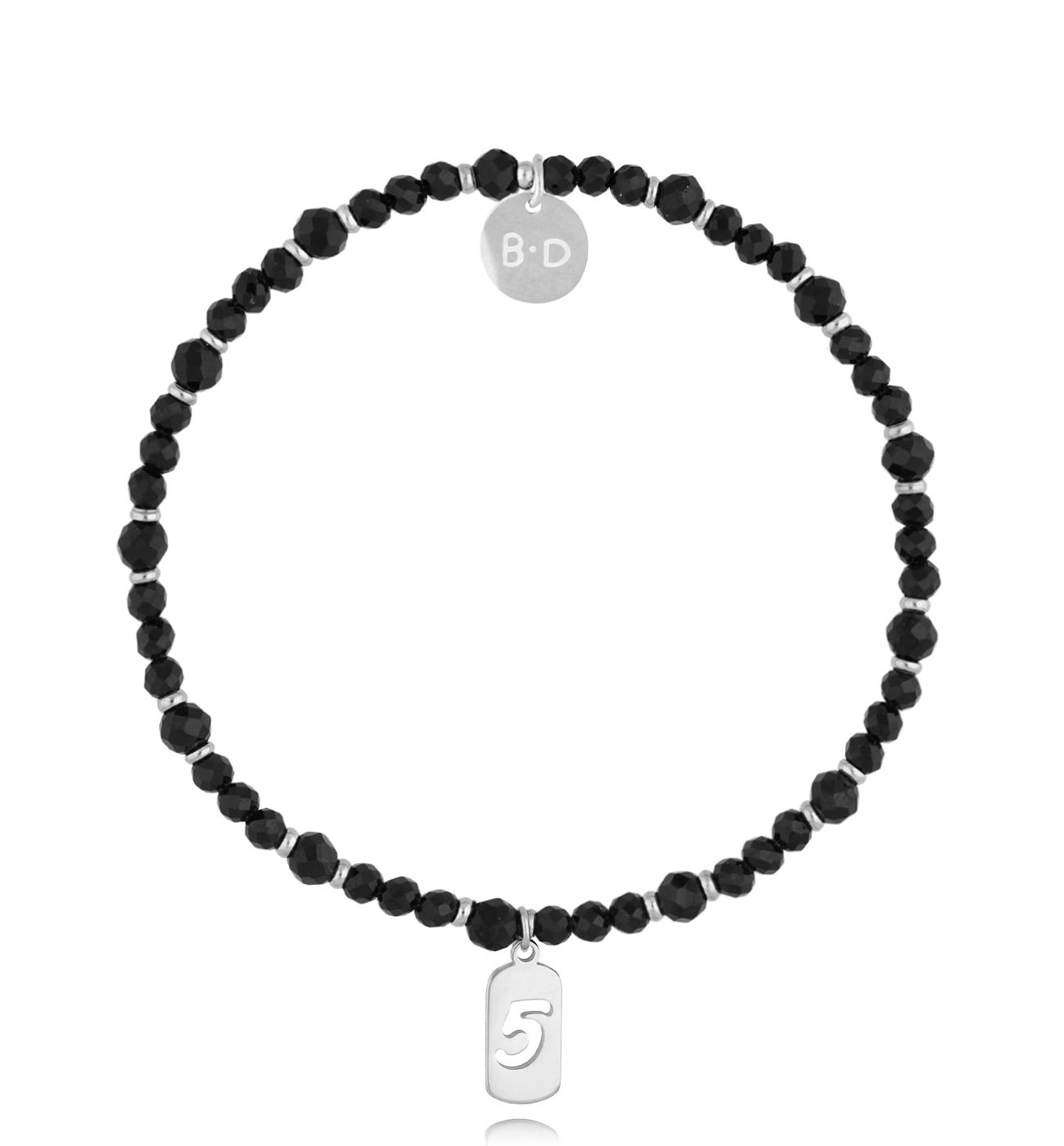 Bransoletka z agatami i cyfrą 5 srebrna BTW2992