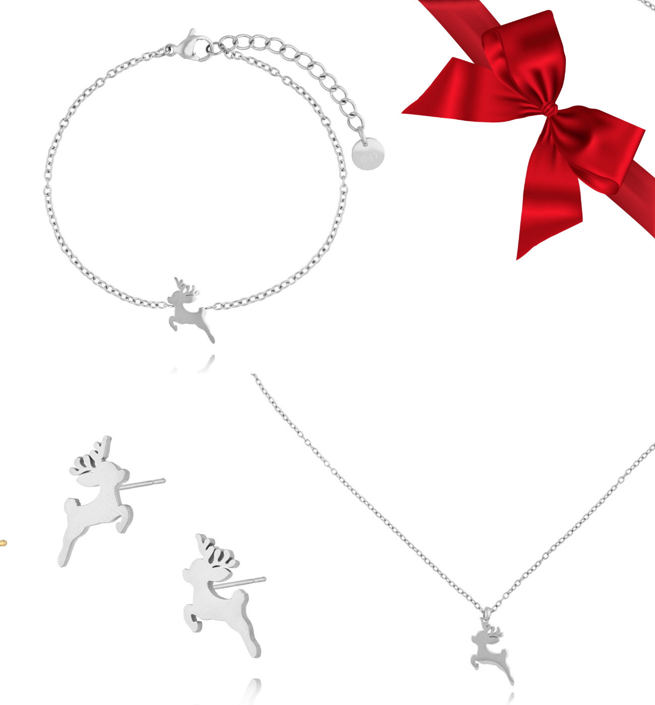 Zestaw Świąteczny z reniferami srebrny ZS0019 - By Dziubeka