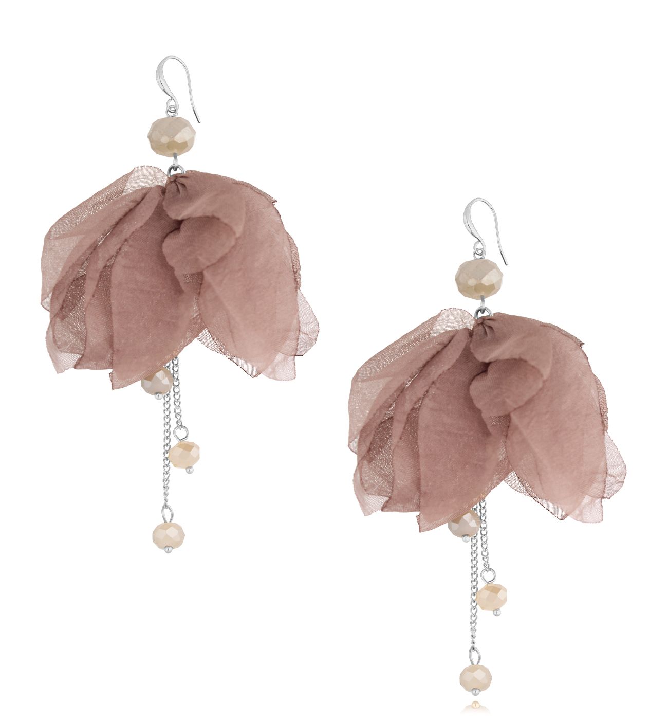 Kolczyki cappuccino z szyfonu Carnation - By Dziubeka