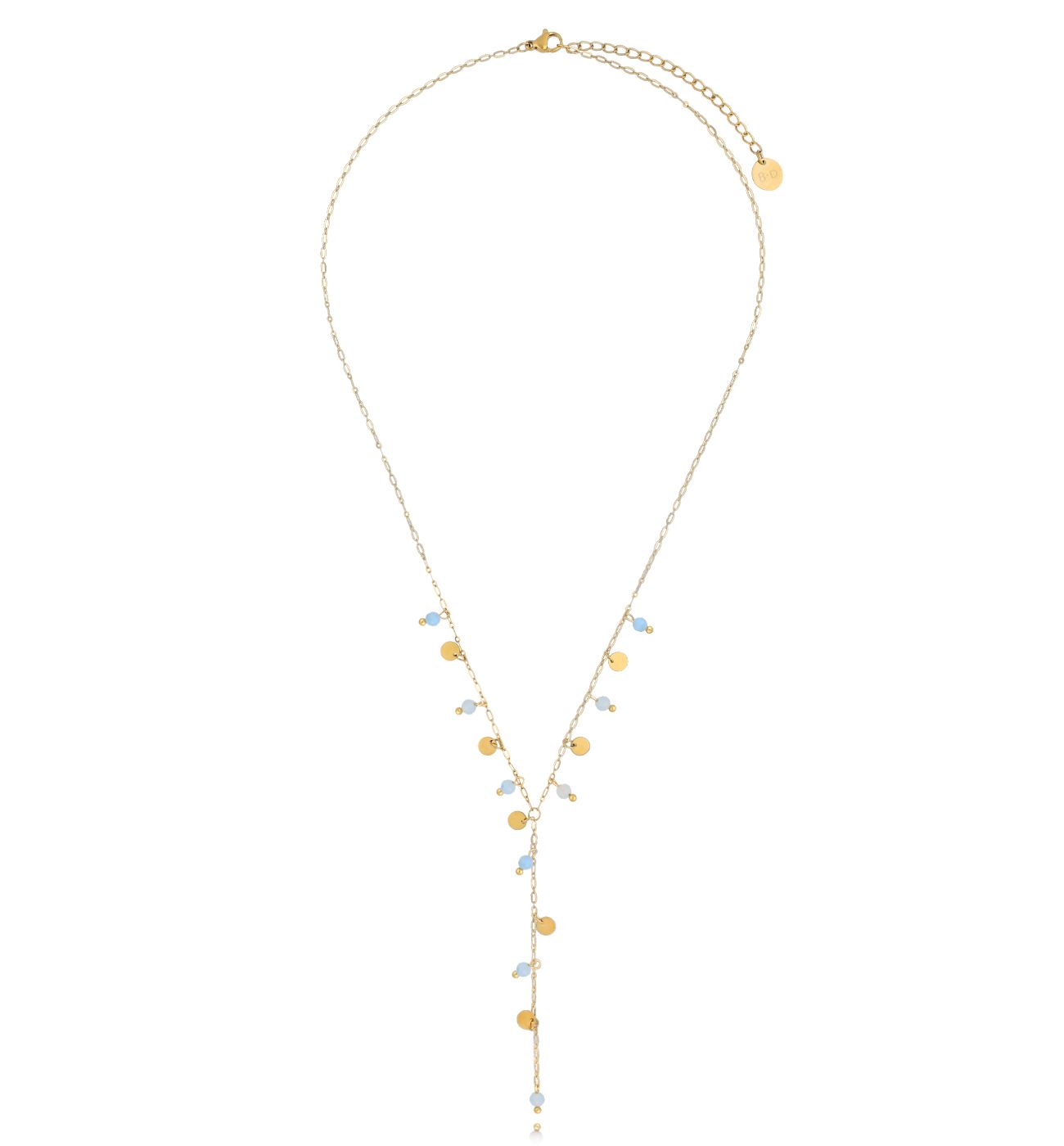 Naszyjnik z akwamarynami i krawatką Incantatio NSY0333