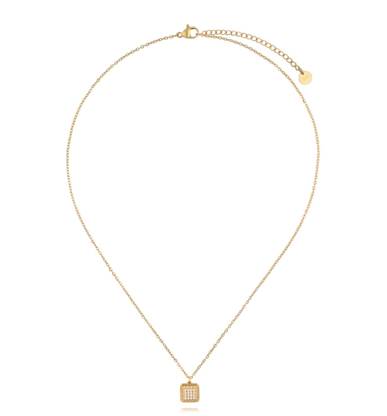 Naszyjnik z kwadratową zawieszką złoty Luxuriant - By Dziubeka