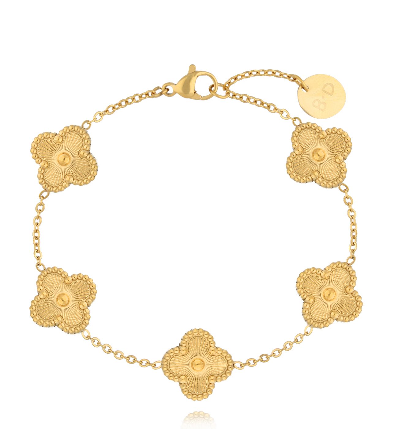 Bransoletka ze złotymi koniczynkami Clovers BSY0119 - By Dziubeka