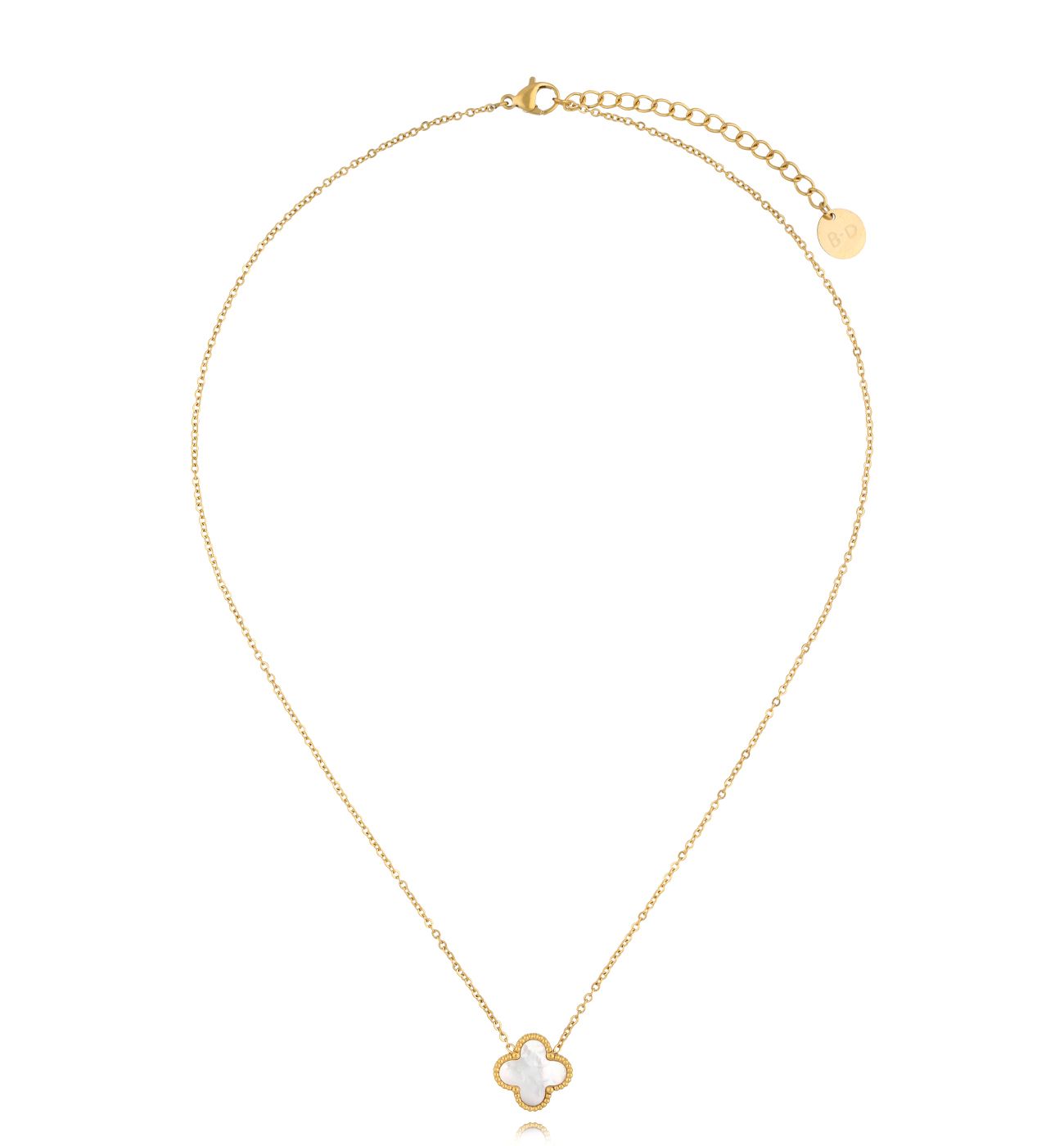 Naszyjnik z koniczynką z masą perłową NSY0269 - By Dziubeka