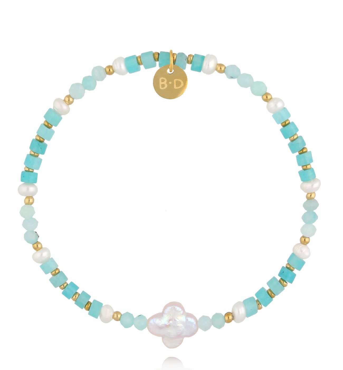 Bransoletka z amazonitami i koniczynką - By Dziubeka