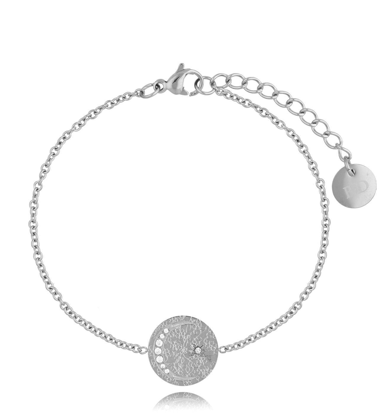 Bransoletka srebrna z księżycem i cyrkoniami Constellation BSA0208