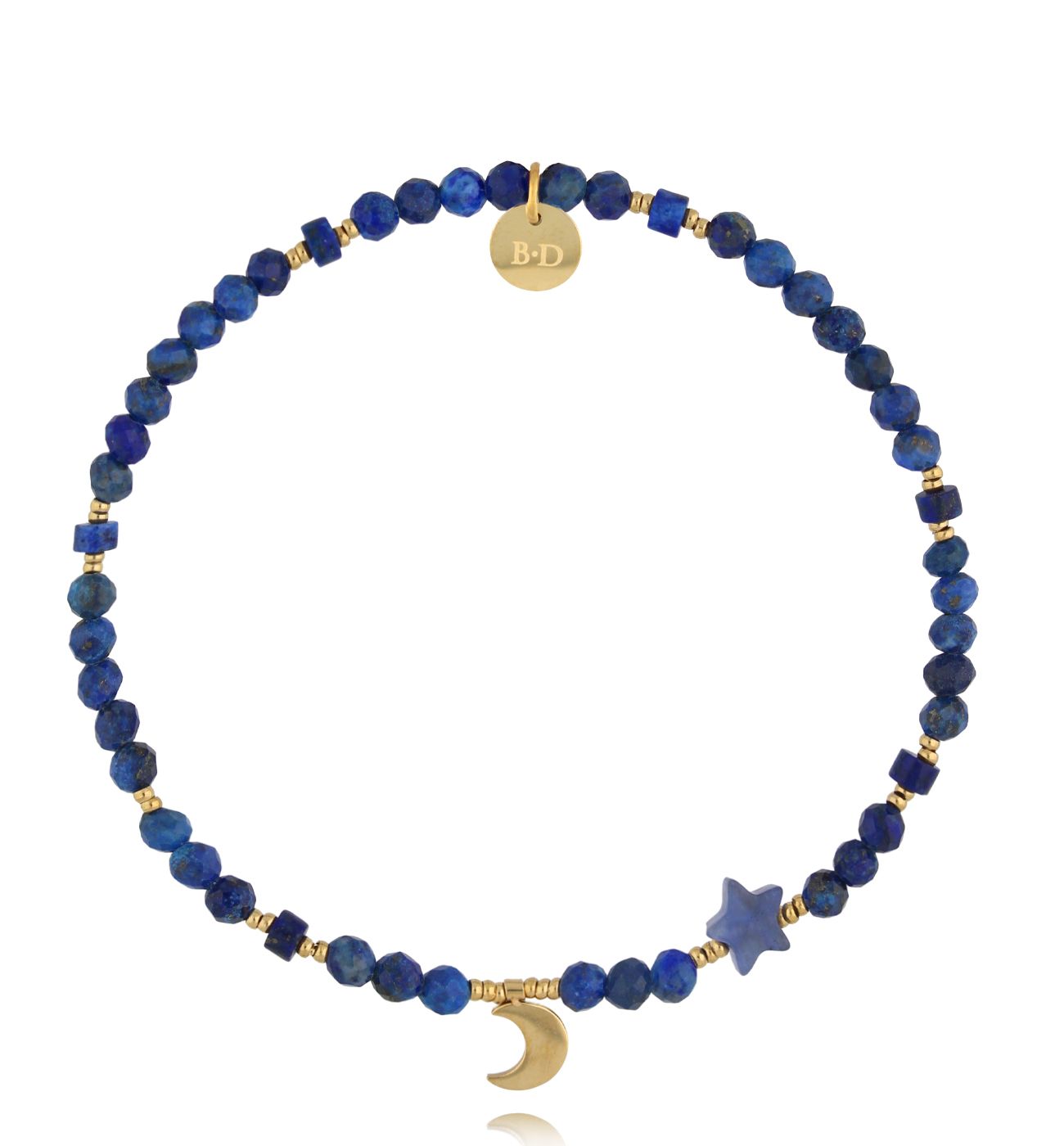 Bransoletka granatowa z księżycem i gwiazdką - By Dziubeka