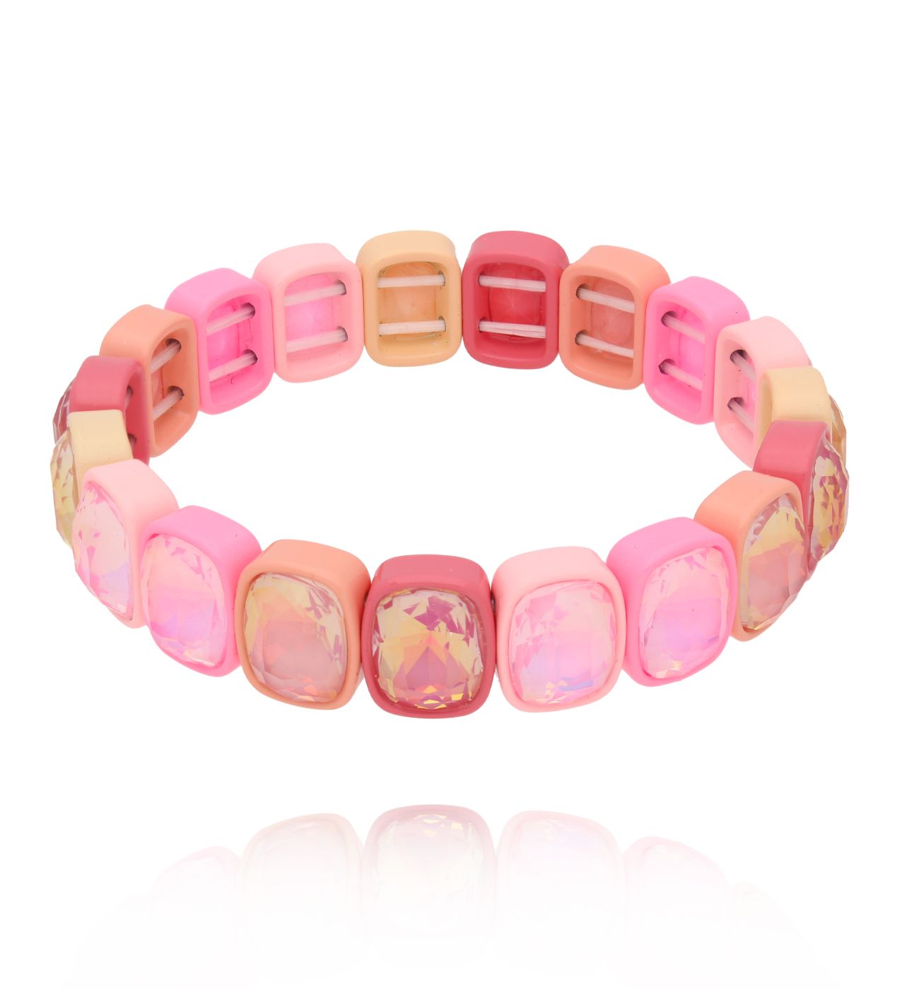 Bransoletka z różowymi kryształami BCR0008 - By Dziubeka