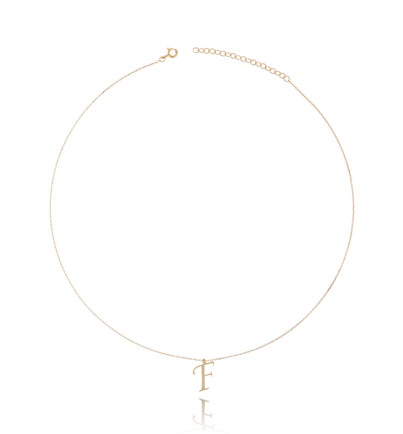 Naszyjnik srebrny pozłacany z literką F NAT0243
