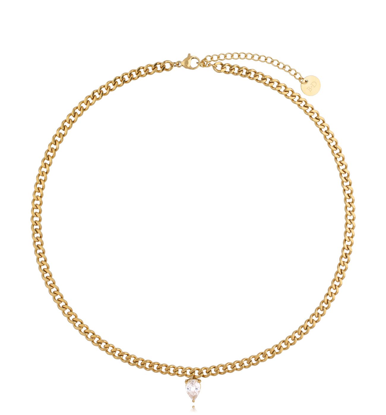 Naszyjnik złoty łańcuch z kryształkiem Evadne NSA0618