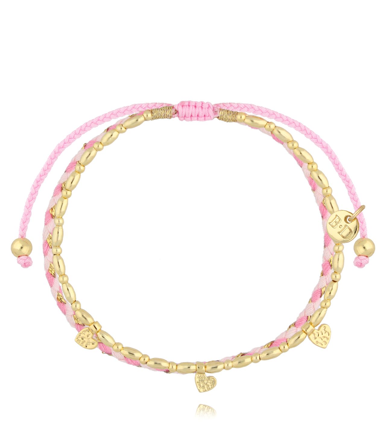 Bransoletka pleciona różowa - By Dziubeka