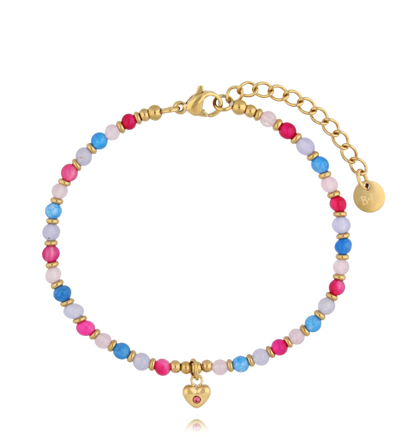 Bransoletka kolorowa z serduszkiem - By Dziubeka