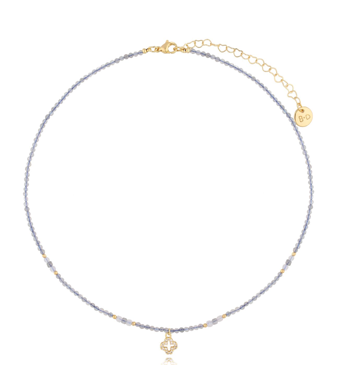 Naszyjnik z labradorytami i koniczynką Delight NTW1134