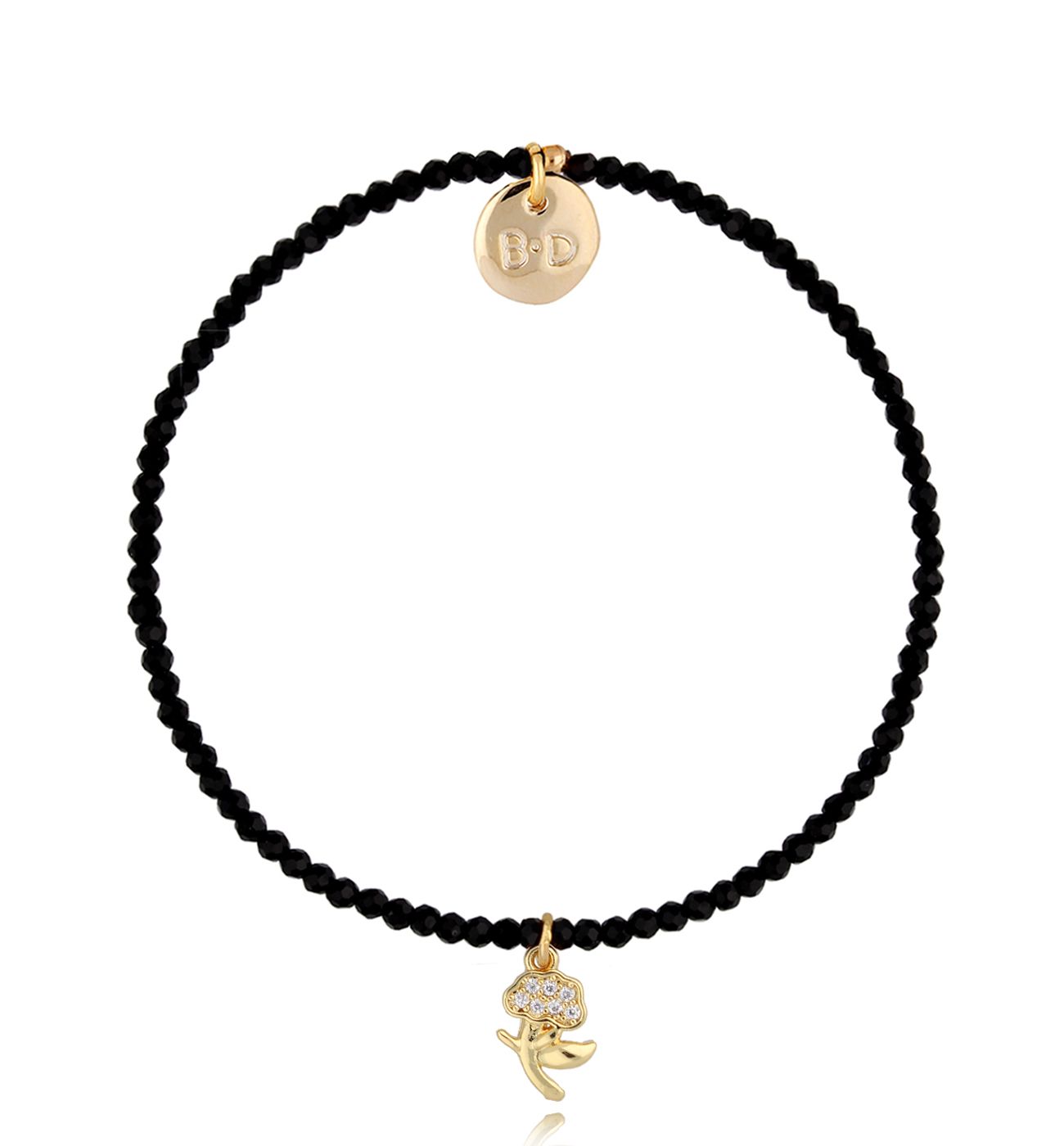 Bransoletka czarna z kwiatkiem Aya - By Dziubeka