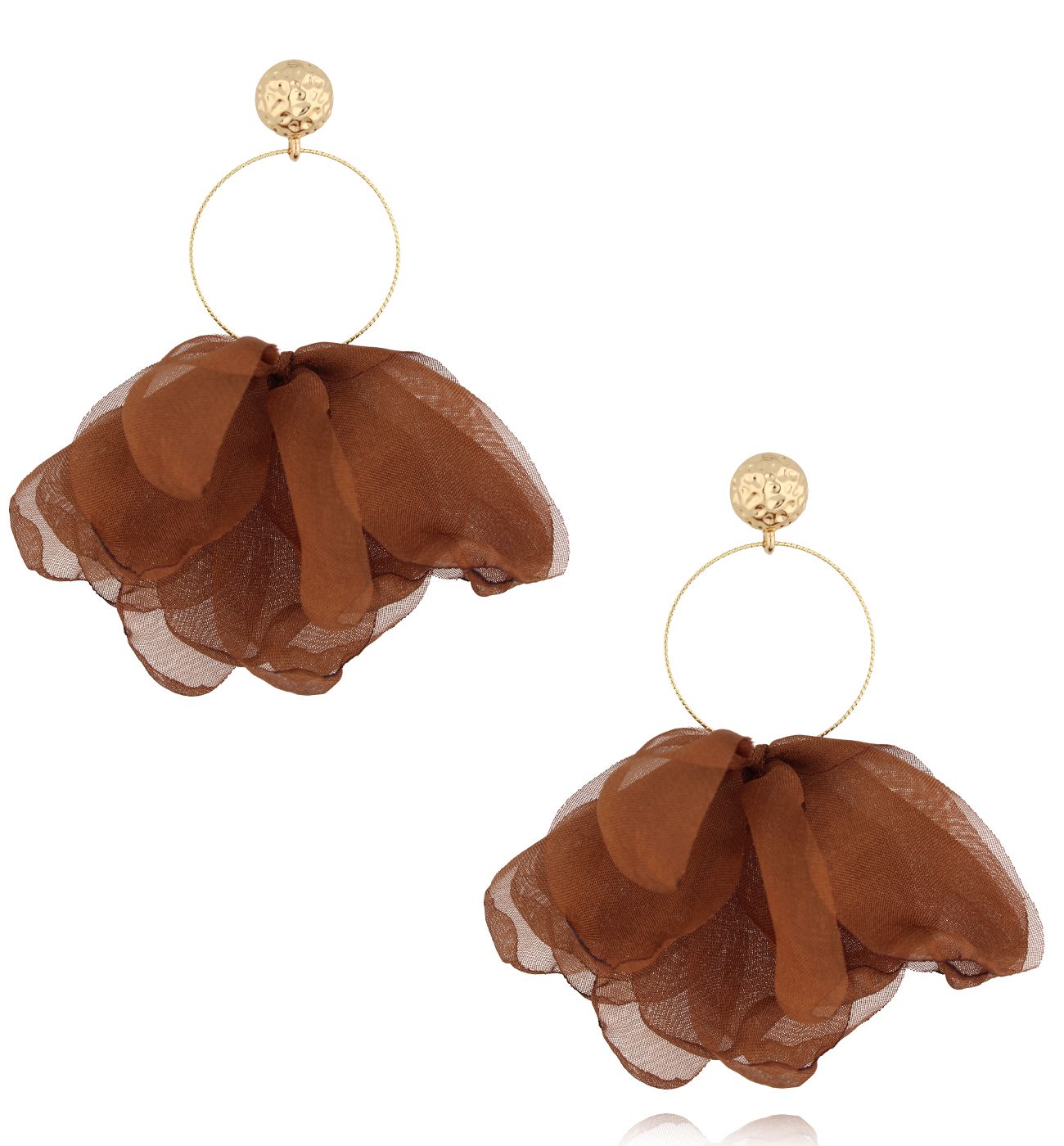 Kolczyki z brązową tkaniną KBL1885