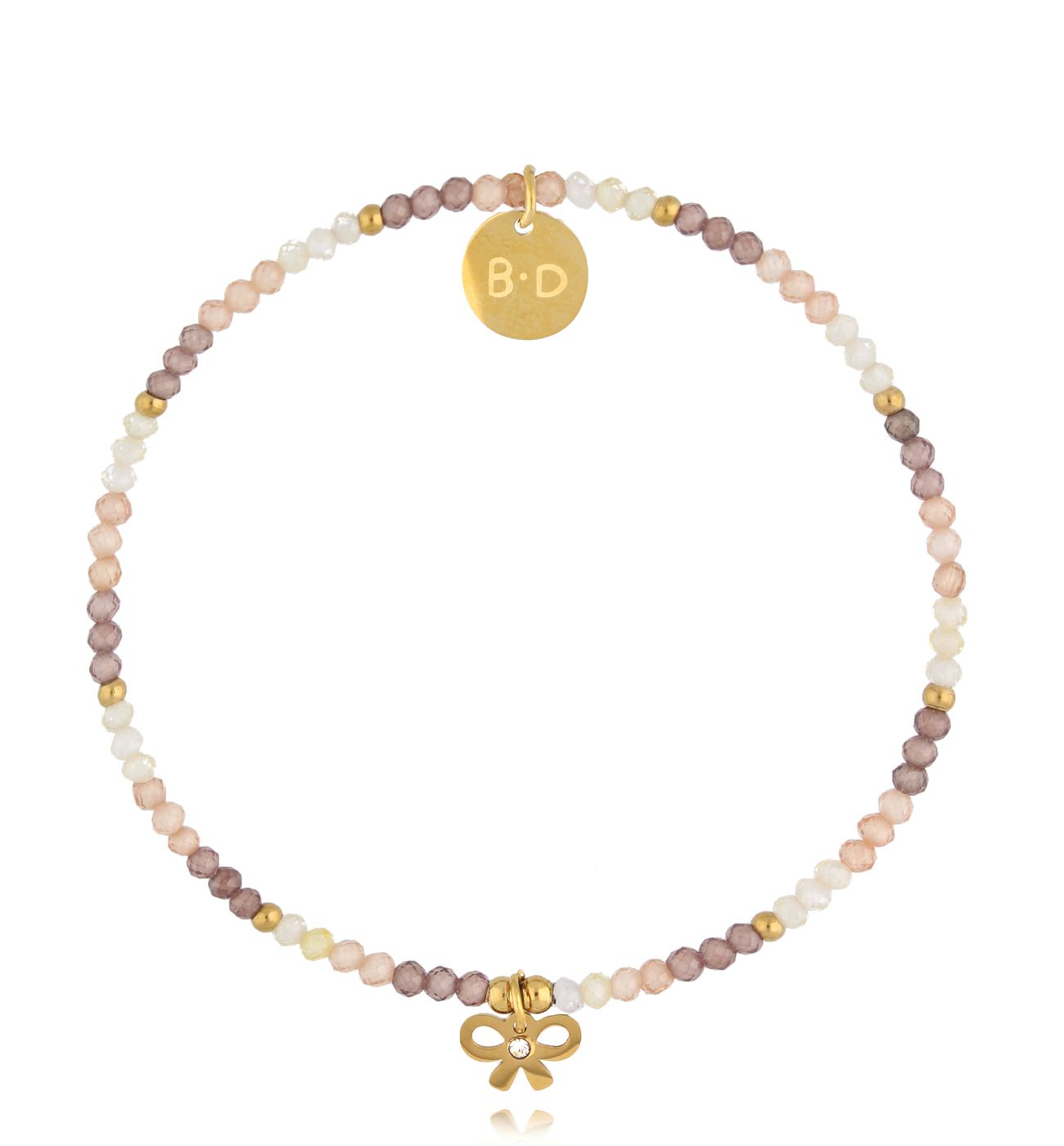 Bransoletka z cyrkoniami i kokardką - By Dziubeka