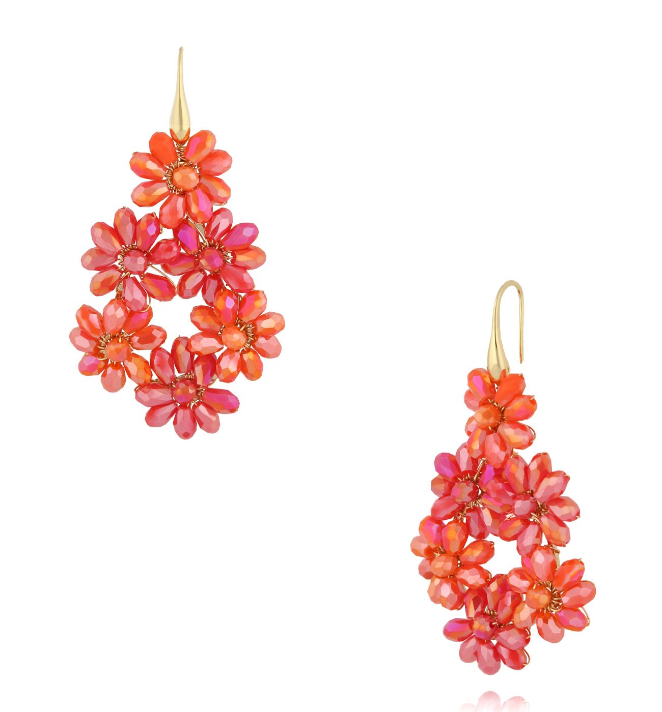 Kolczyki z malinowymi kryształkami KWE0307