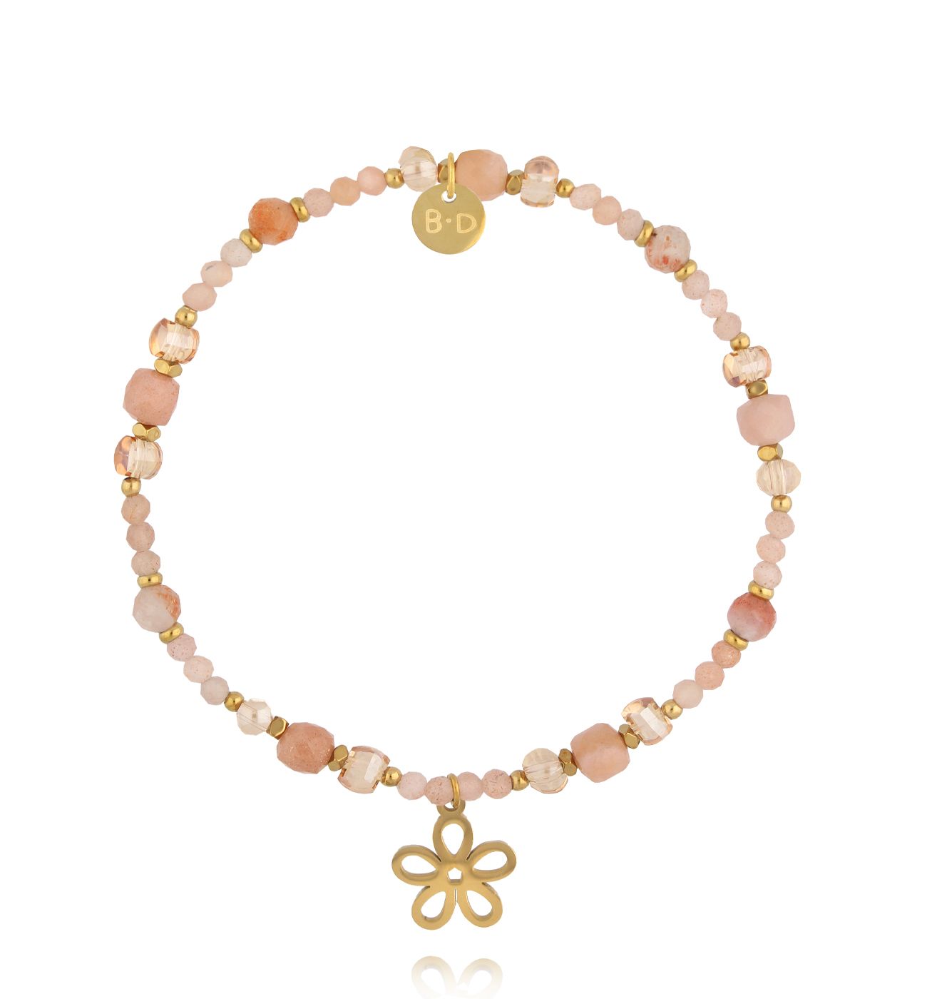 Bransoletka z kamieniami słonecznym i kwiatuszkiem BTW3491