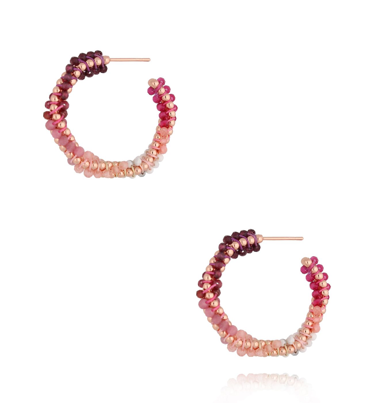 Kolczyki okrągłe z kryształkami różowe KSC0163