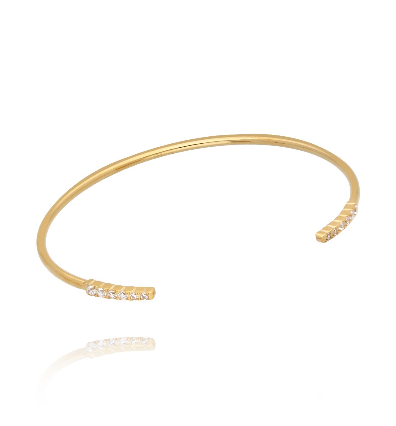 Bransoletka złota obręcz cienka z cyrkoniami Tafuna BSA0308