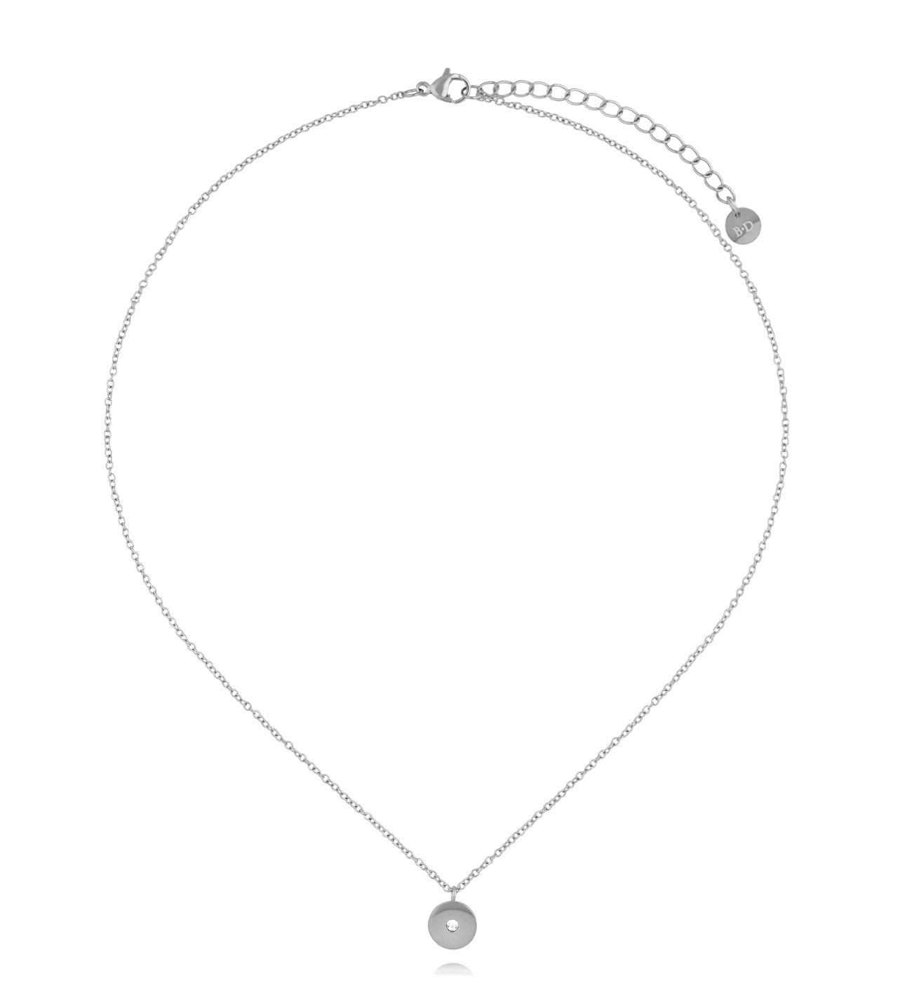 Naszyjnik z okrągłą zawieszką z cyrkonią srebrny NSA1494