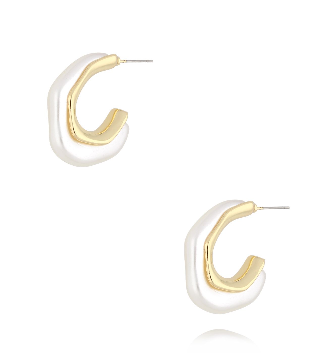 Kolczyki białe ze złotem KFF0370 - By Dziubeka