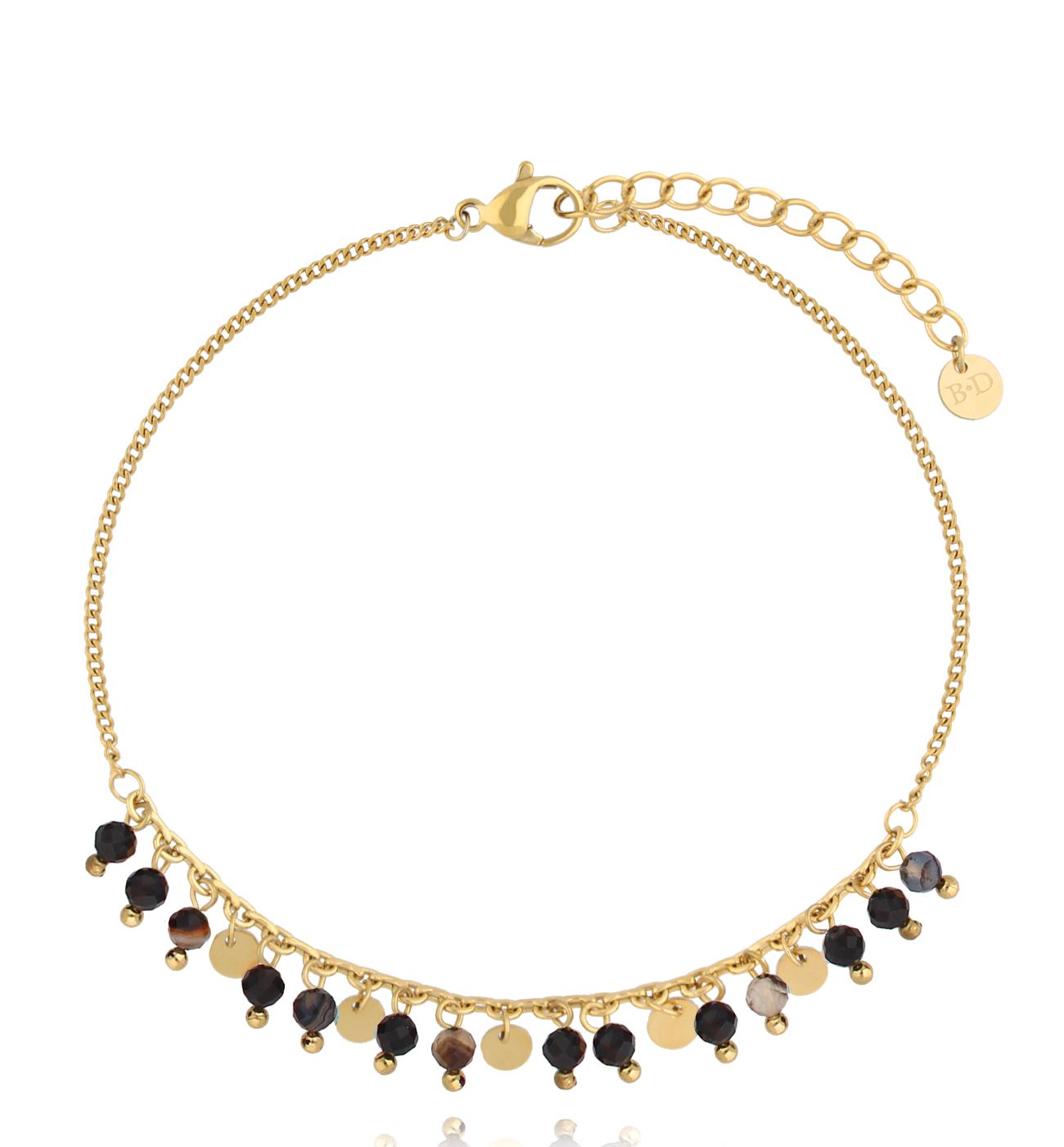 Bransoletka na nogę z czarnymi agatami Paradise Jewels B - By Dziubeka