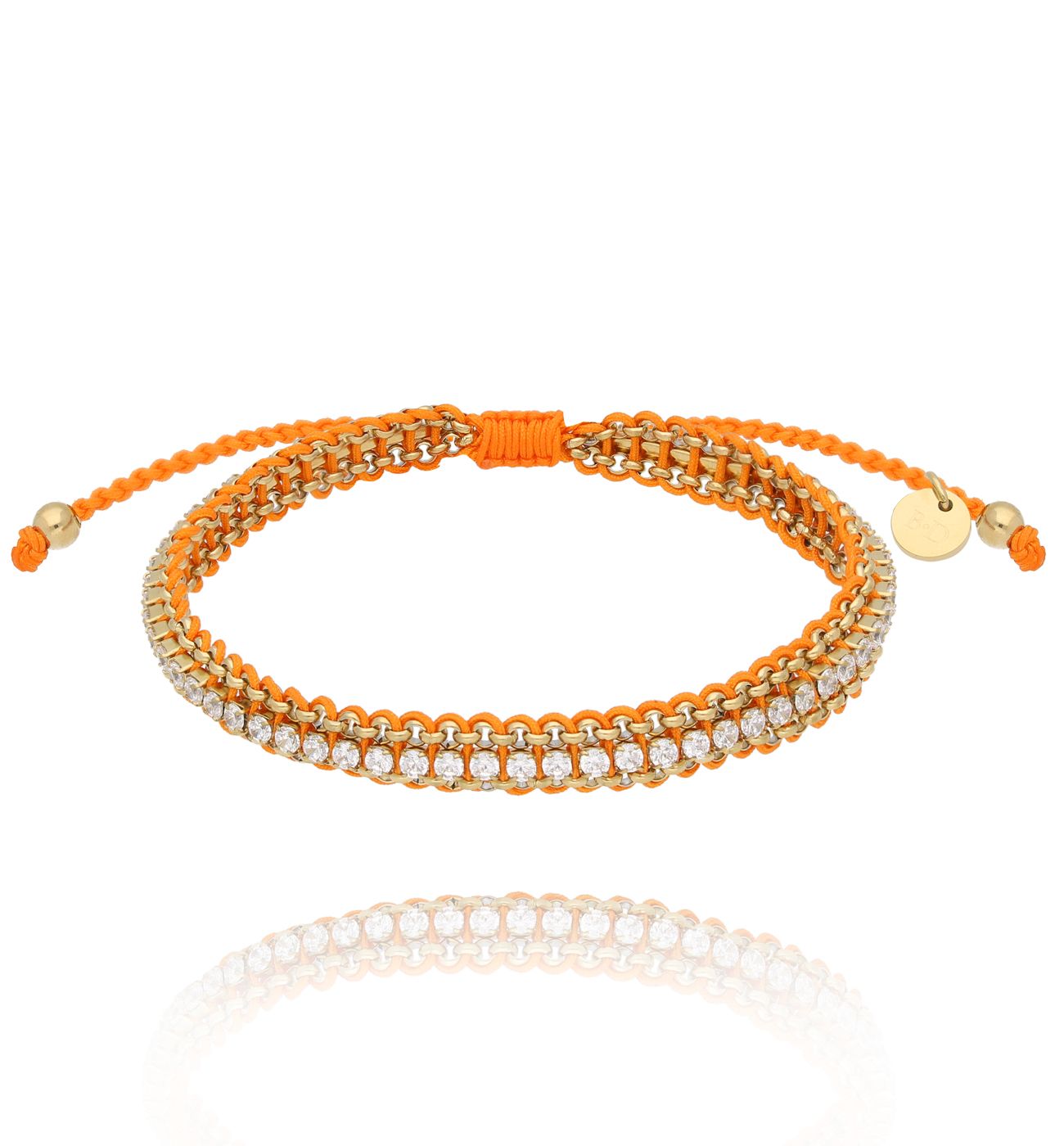 Bransoletka z cyrkoniami i pomarańczowym sznurkiem Together BSC1680