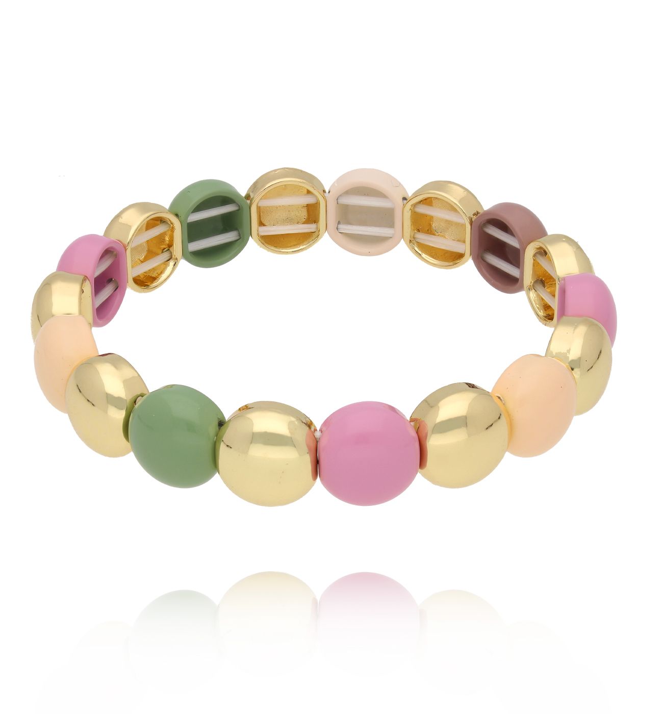 Bransoletka z okrągłych koralików pastelowo-złotych BCR0003 - By Dziubeka
