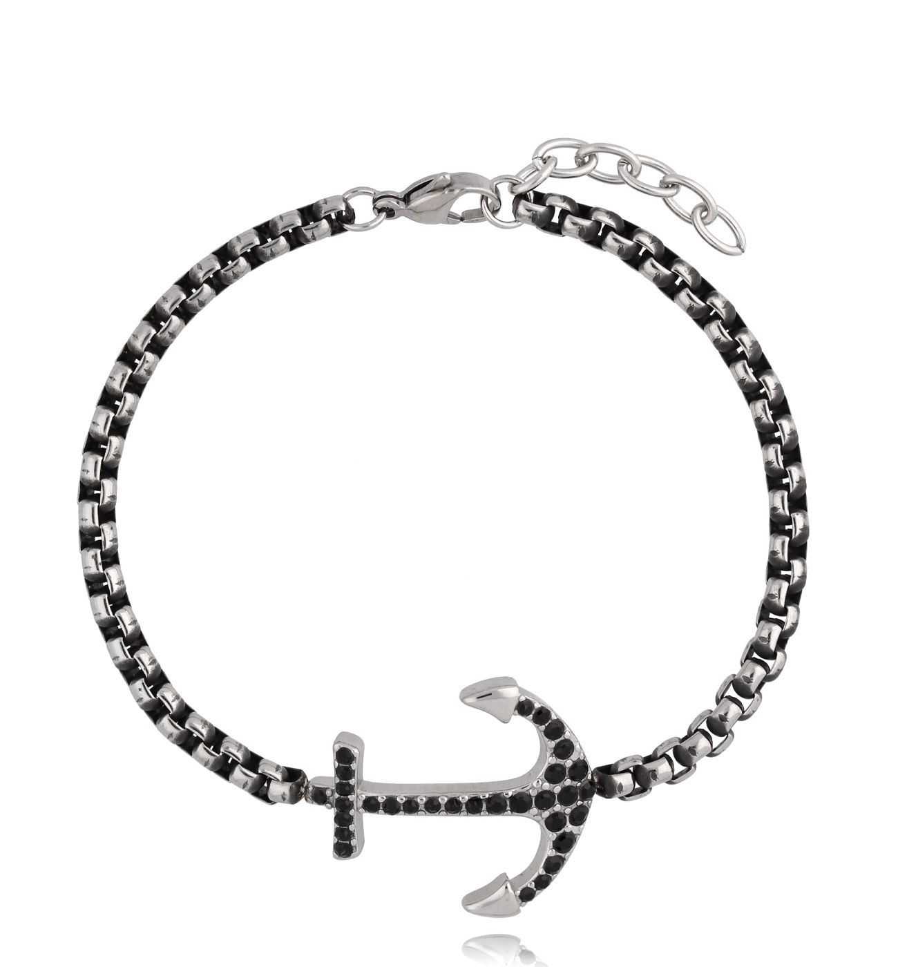 Bransoletka męska srebrna z kotwicą Nate 54 - By Dziubeka