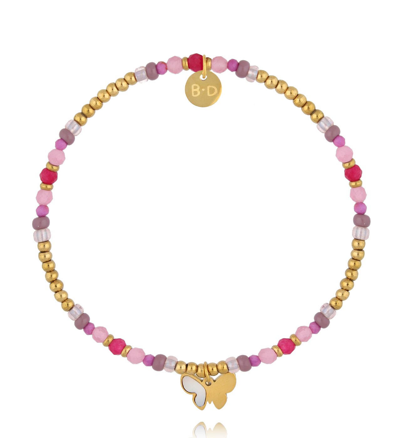 Bransoletka różowa z motylkiem BTW3377