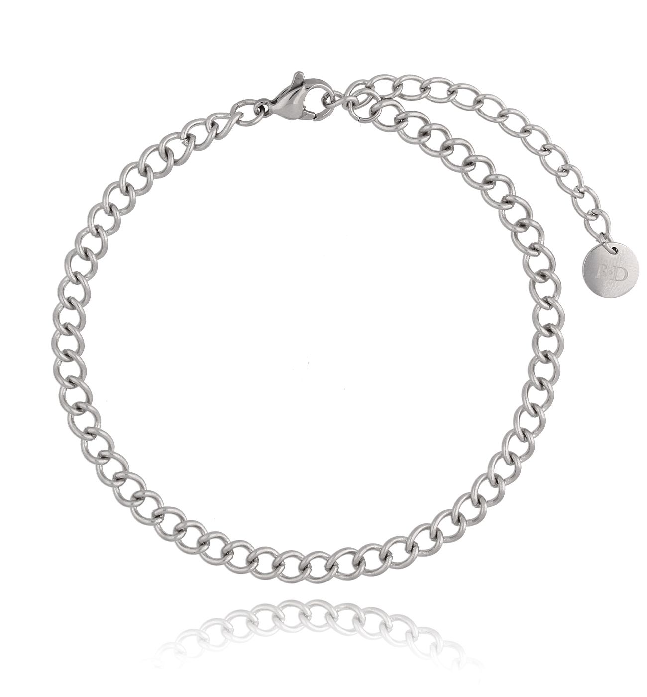 Bransoletka srebrna na nogę ze stali szlachetnej BNSA0007