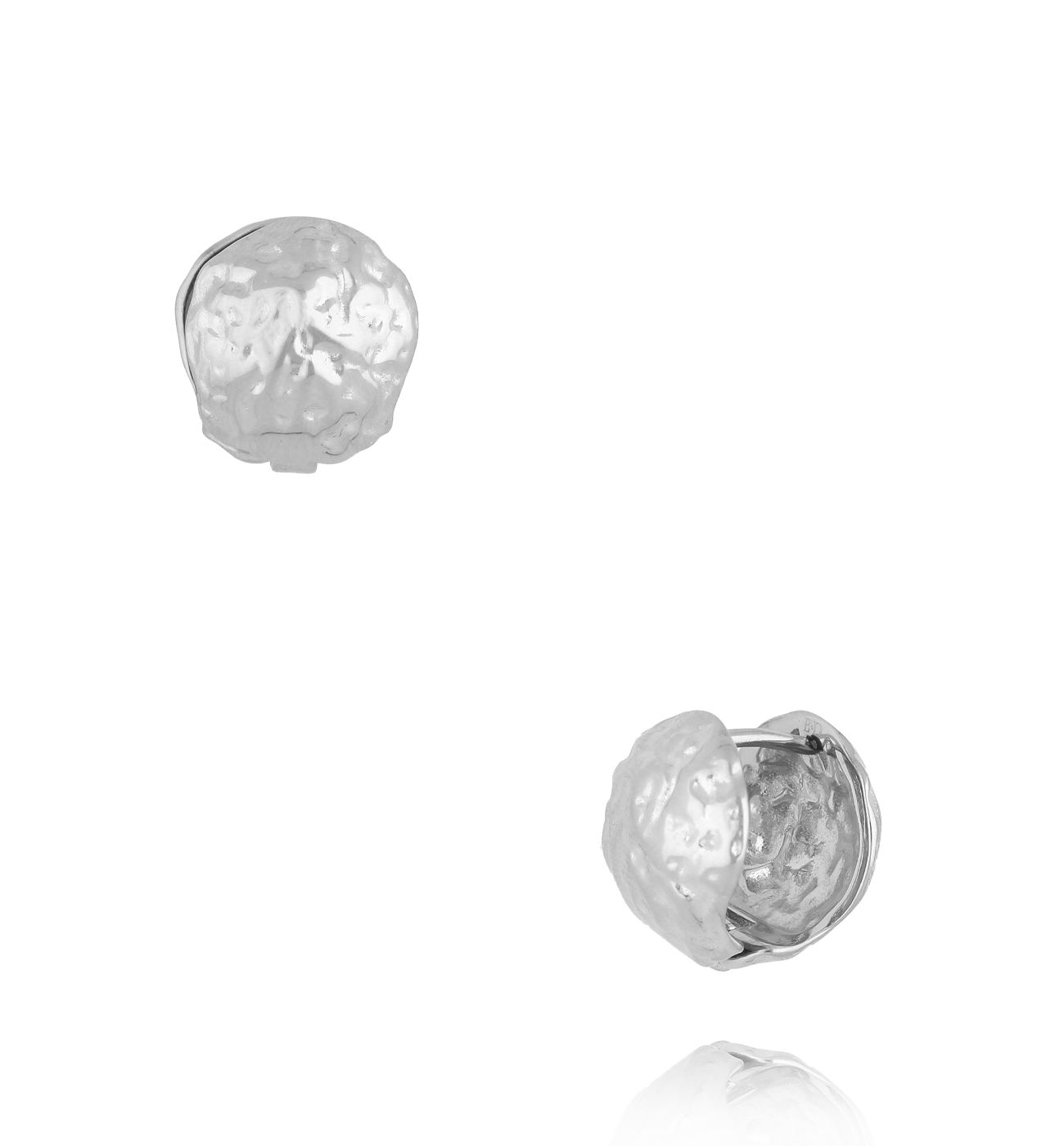 Kolczyki srebrne okrągłe gniecione Modern Metallics - By Dziubeka