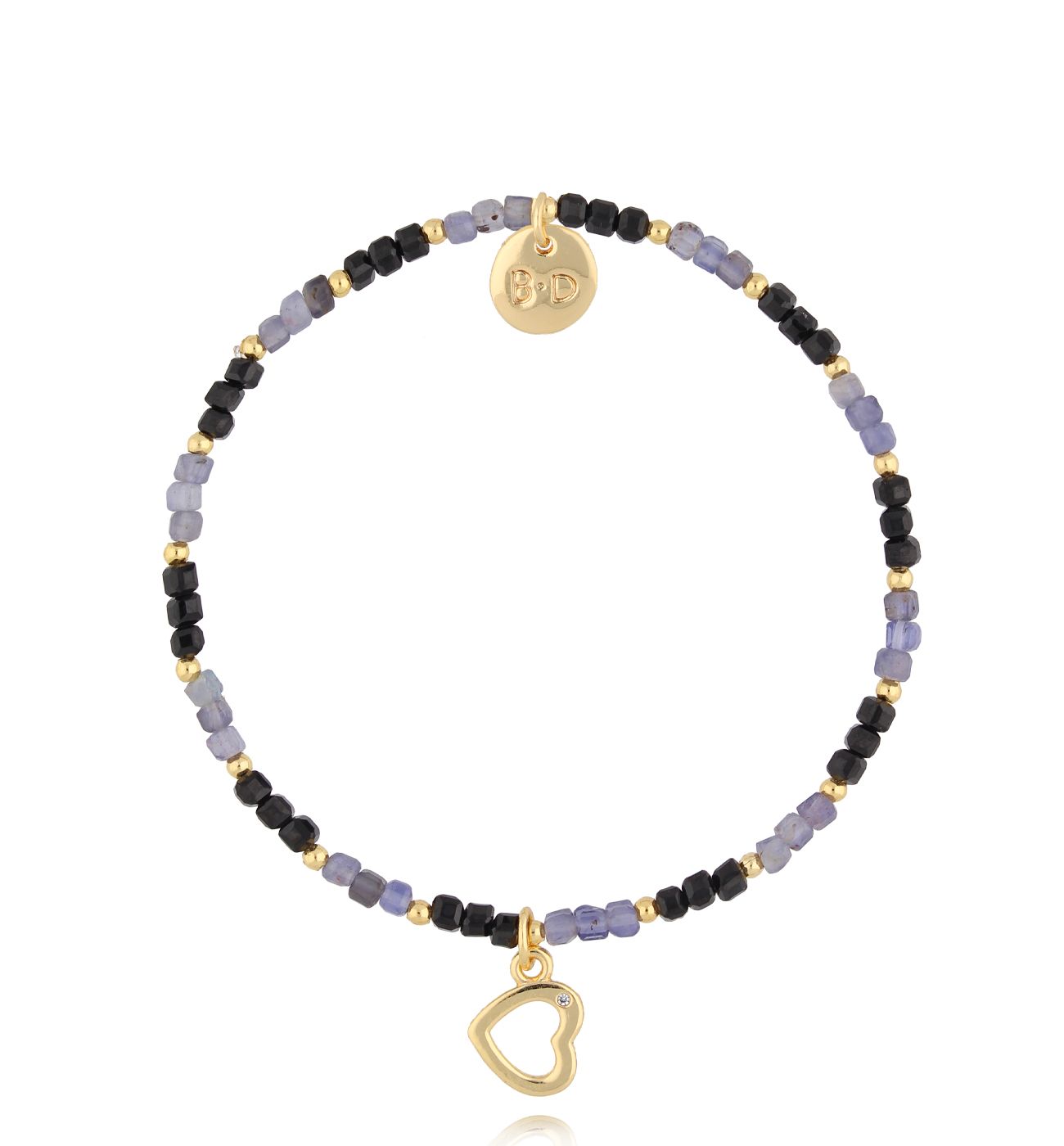 Bransoletka z czarnymi agatami i lolitami Nigreos - By Dziubeka