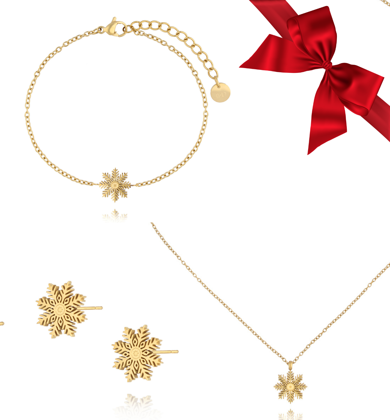 Zestaw Świąteczny ze śnieżynkami złoty ZS0012 - By Dziubeka