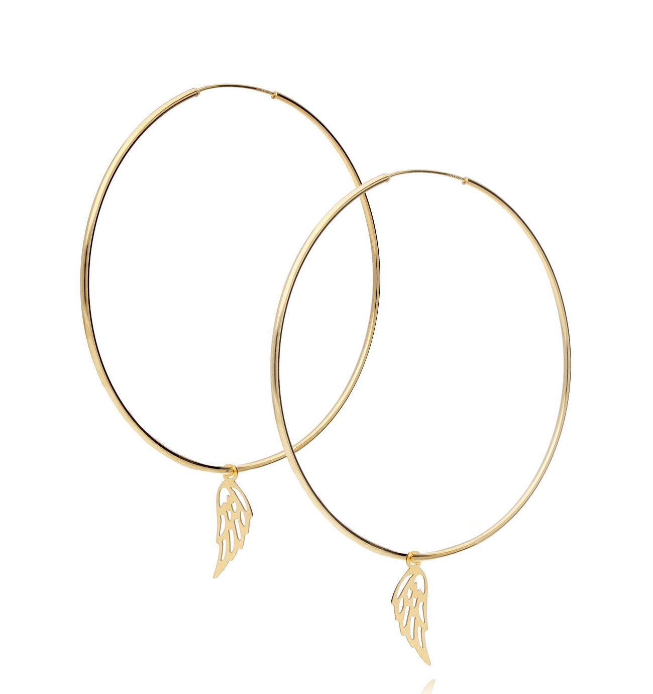 Kolczyki srebrne koła ze skrzydłami pozłacane KSE0017