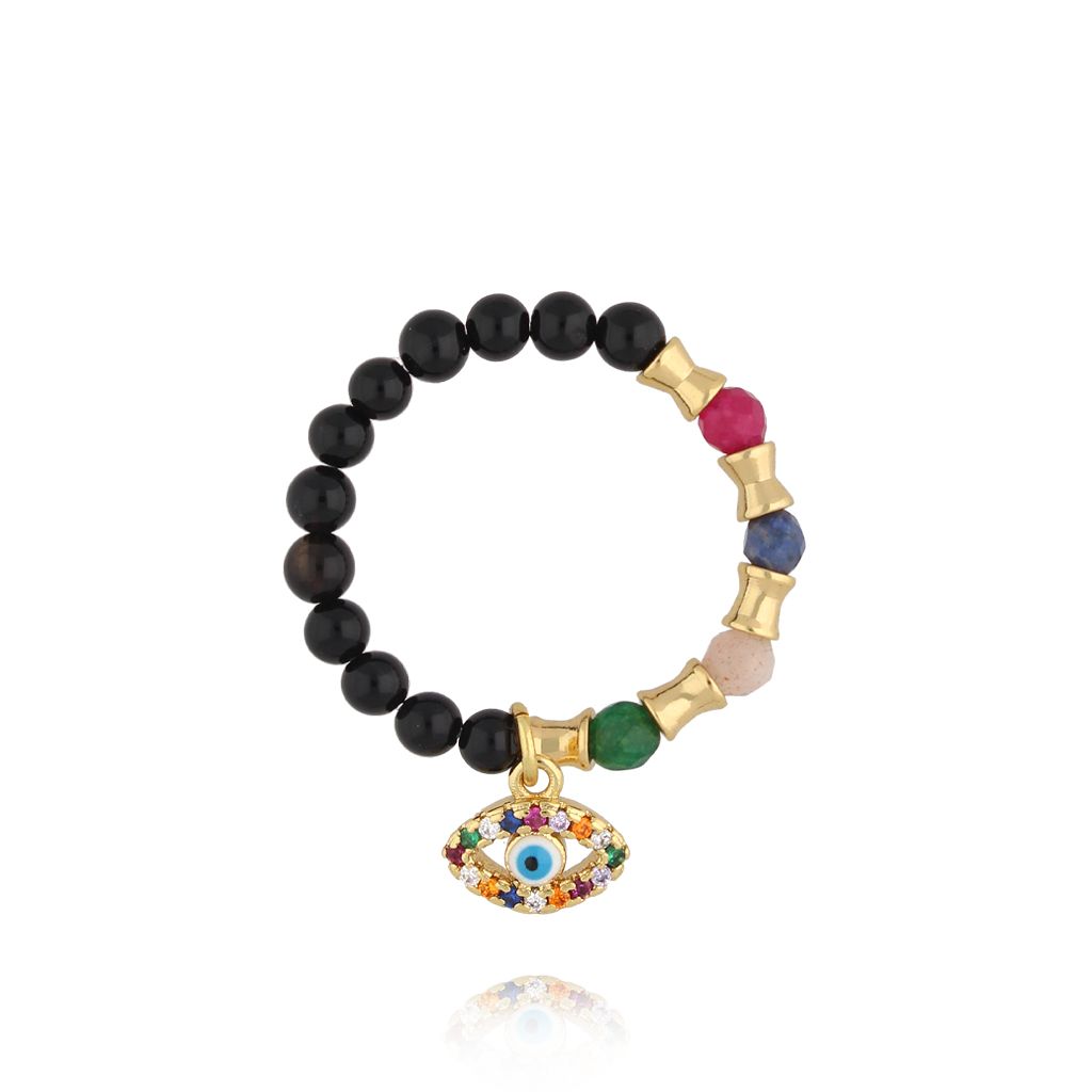 Pierścionek elastyczny kolorowy z okiem PSC0748