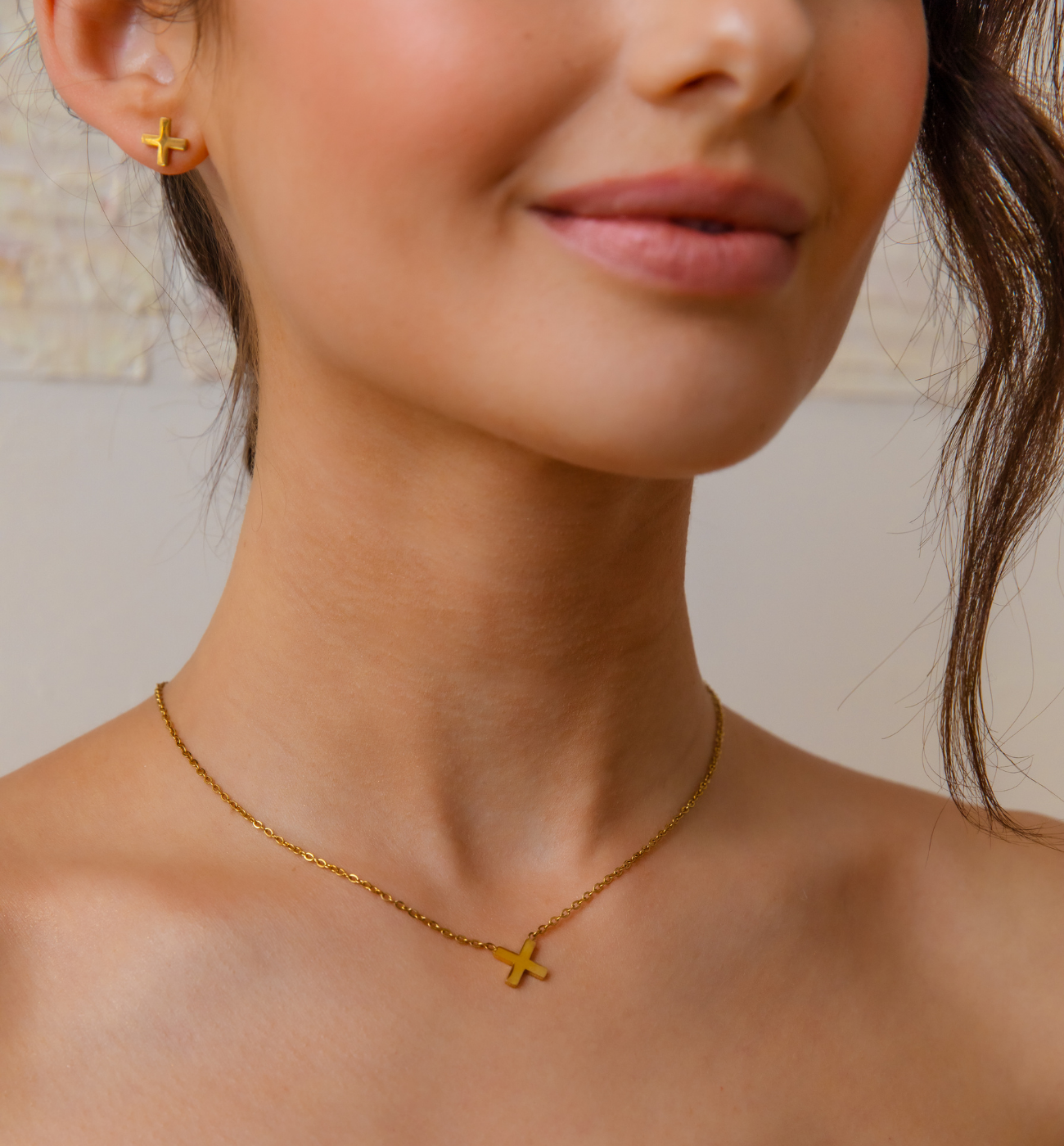 Naszyjnik z X złoty Graceful Faith NSA1230