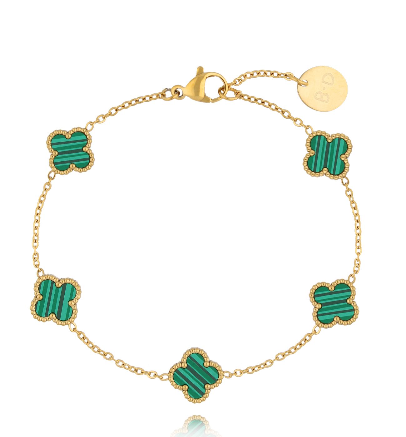 Bransoletka z zielonymi koniczynkami Clovers BSY0096 - By Dziubeka