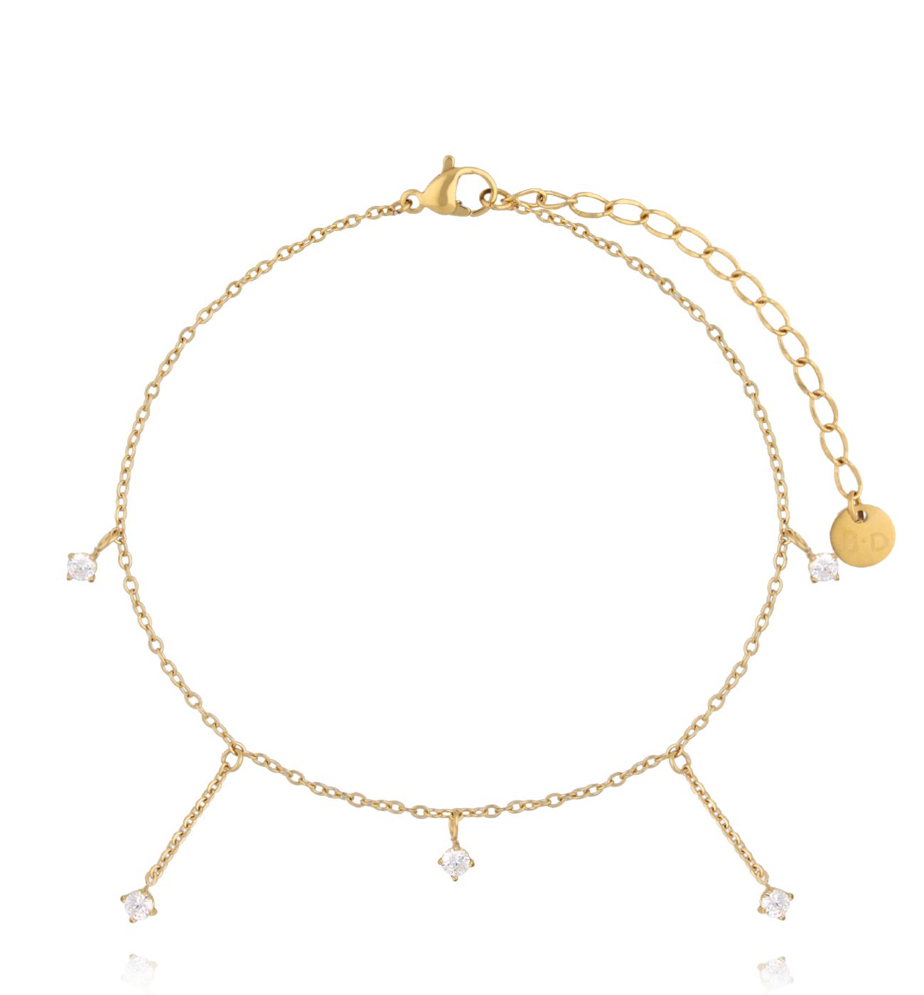 Bransoletka na nogę z cyrkoniami złota BNSY0063 - By Dziubeka