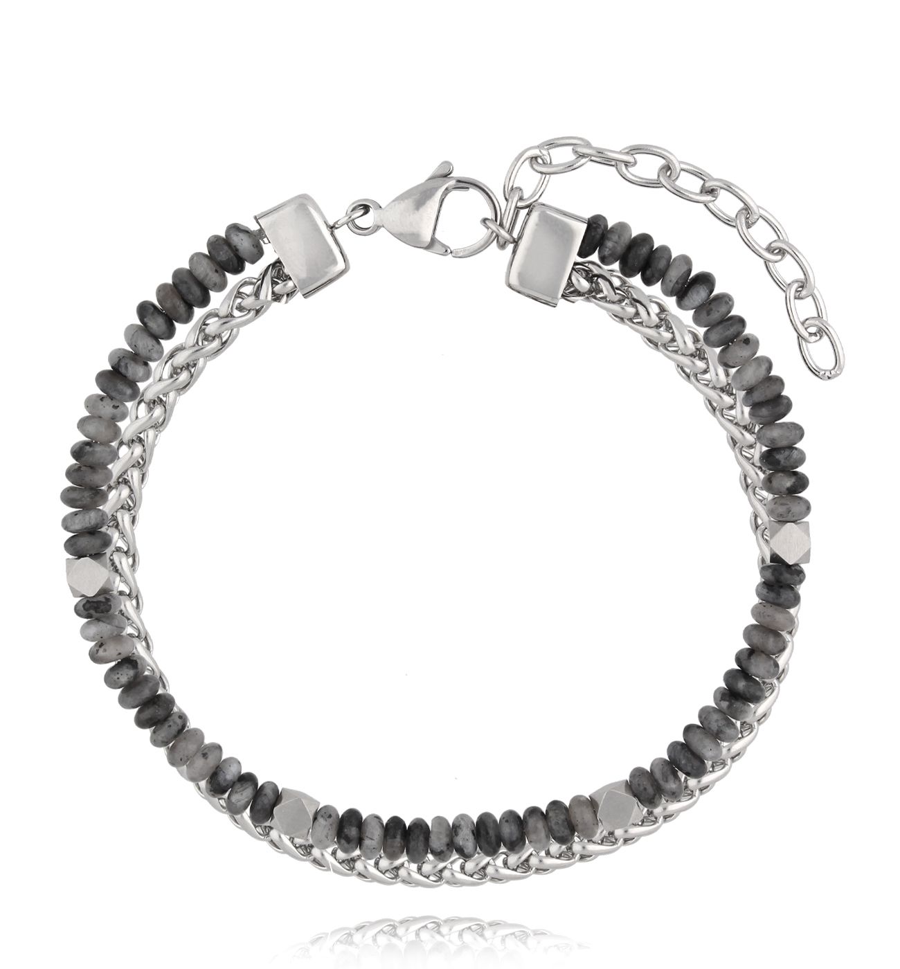 Bransoletka męska z labradorytami i łańcuchem Dionisos 66 - By Dziubeka